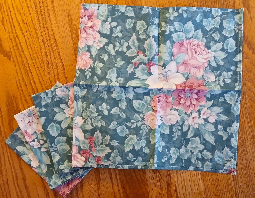 Cocktail Napkins, Holiday Cotton Napkins, Set of 4