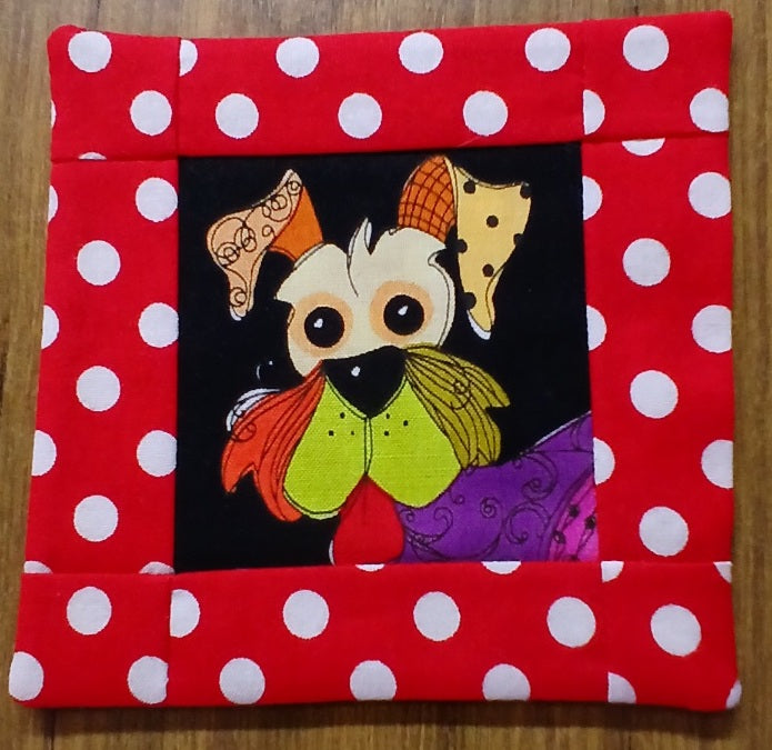 Handmade Dog Coasters, Quilted Cotton Set of 4