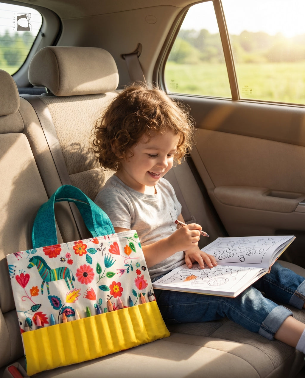 Coloring Book Tote with Crayons