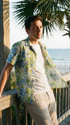 Men's Tropical Short Sleeve Shirt, 100% Cotton, Size M One-of-a-Kind