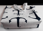 Handmade Nautical Tote Bag with Navy Anchor Print