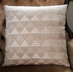 Handmade Beige & Cream Geometric Throw Pillow Cover, 18"x18", Woven Triangle Pattern, Decorator Fabric