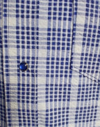 Men's Seersucker Sport Shirt, Short Sleeves, Contrast Collar, Blue & White