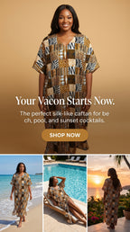 African Design Caftan, Brown Black Gold Wax Print