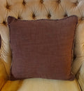 Handmade Brown Throw Pillow Cover with Cording, 18"x18", Cinnamon Brown Cotton with Multicolor Trim