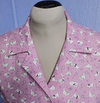 Womens Cotton Camp Shirt, Lavender Cat Print