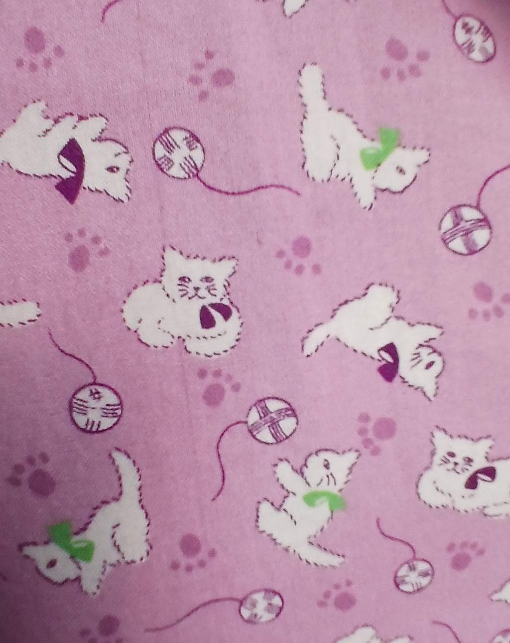 Womens Cotton Camp Shirt, Lavender Cat Print