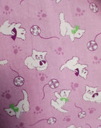 Womens Cotton Camp Shirt, Lavender Cat Print
