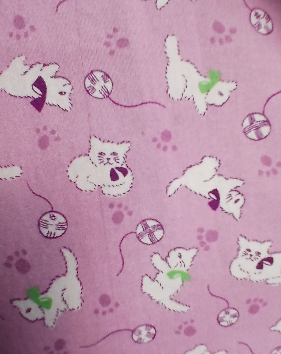 Womens Cotton Camp Shirt, Lavender Cat Print