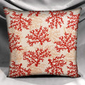 Coastal Design Throw Pillow Cover, Terracotta Red Sea Coral, 100% Cotton