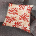 Coastal Design Throw Pillow Cover, Terracotta Red Sea Coral, 100% Cotton