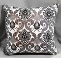 Handmade Baroque Damask Throw Pillow Cover, 18"x18", Charcoal & White, 100% Cotton Duck