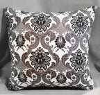 Handmade Baroque Damask Throw Pillow Cover, 18"x18", Charcoal & White, 100% Cotton Duck