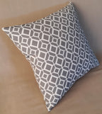Handmade Gray & White Geometric Throw Pillow Cover, 18"x18", Diamond Lattice Pattern, Indoor/Outdoor Fabric