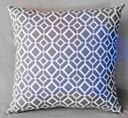 Handmade Gray & White Geometric Throw Pillow Cover, 18"x18", Diamond Lattice Pattern, Indoor/Outdoor Fabric