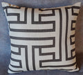 Handmade Greek Key Throw Pillow Cover, 18"x18", Espresso & Natural, Geometric Maze Design, Decorator Fabric