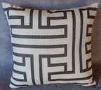Handmade Greek Key Throw Pillow Cover, 18"x18", Espresso & Natural, Geometric Maze Design, Decorator Fabric