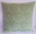 Handmade Sage Green & Cream Geometric Throw Pillow Cover, 18"x18", Spiral Maze Pattern, Cotton