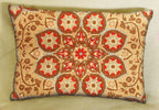 Handmade Retro Pillow Cover, Vintage Gold & Red Floral Medallion