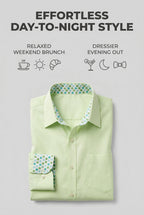 Men's Green Oxford Cloth Cotton Long Sleeve Button Up Shirt