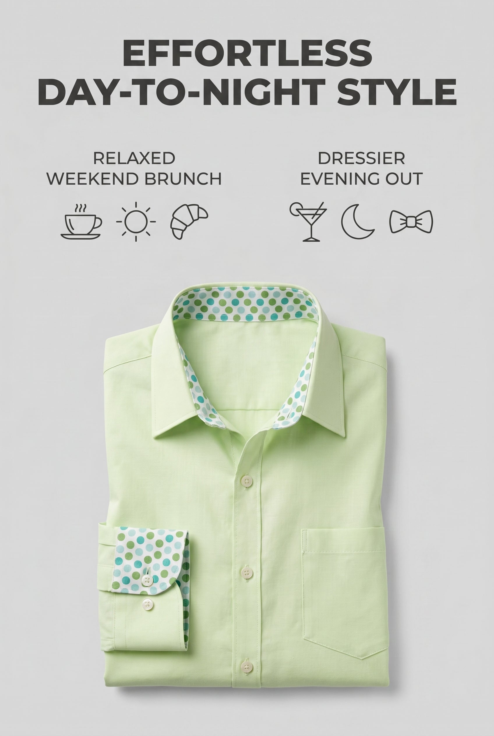 Men's Green Oxford Cloth Cotton Long Sleeve Button Up Shirt