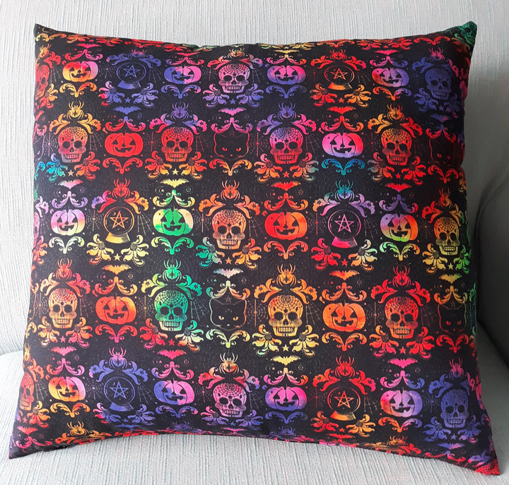 Halloween Throw Pillow Cover, Ombre Hued Motifs 100% Cotton, Handmade