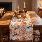 Handmade Fall Pumpkins Table Runner, Fall Decor, Multiple Sizes, 100% Cotton