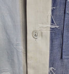 Men's Nautical Stripe Sport Shirt, Short Sleeves, Button Up, Navy Blue & Yellow