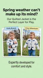 Toddler's Quilted Jacket, White with Blue Fishes