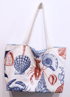 Coastal Seashore Tote Bag, Red Blue Waterproof Outdoor Fabric