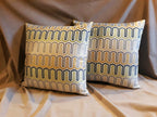 Brocade MidCentury Modern Pillow Cover, Green & Gold Satin Brocade