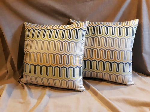 Handmade Brocade Mid-Century Modern Pillow Cover, Green & Gold Satin Brocade, Multiple Sizes