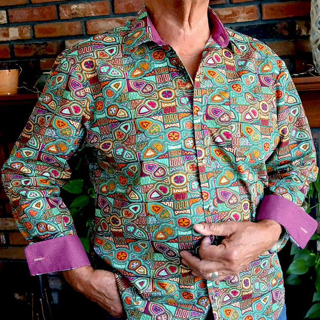 Men's Designer Button Up Long Sleeve Shirt