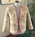 Upcycled Quilt Jacket, Antique Vintage Rose Design Cotton