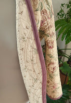 Upcycled Quilt Jacket, Antique Vintage Rose Design Cotton