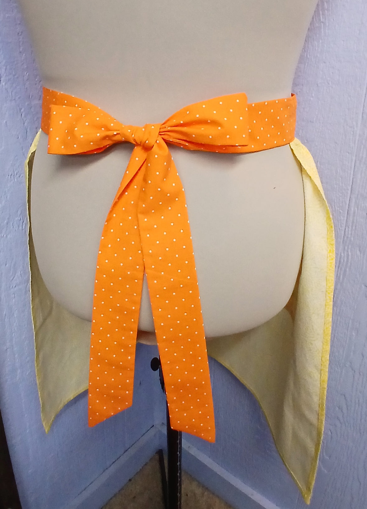 Vintage Style Bib Apron, Yellow & Orange Citrus Print Cotton