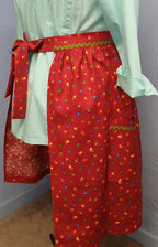 Kitchen Apron for Pet Lovers, Red Cotton with Paw Prints, Half Apron