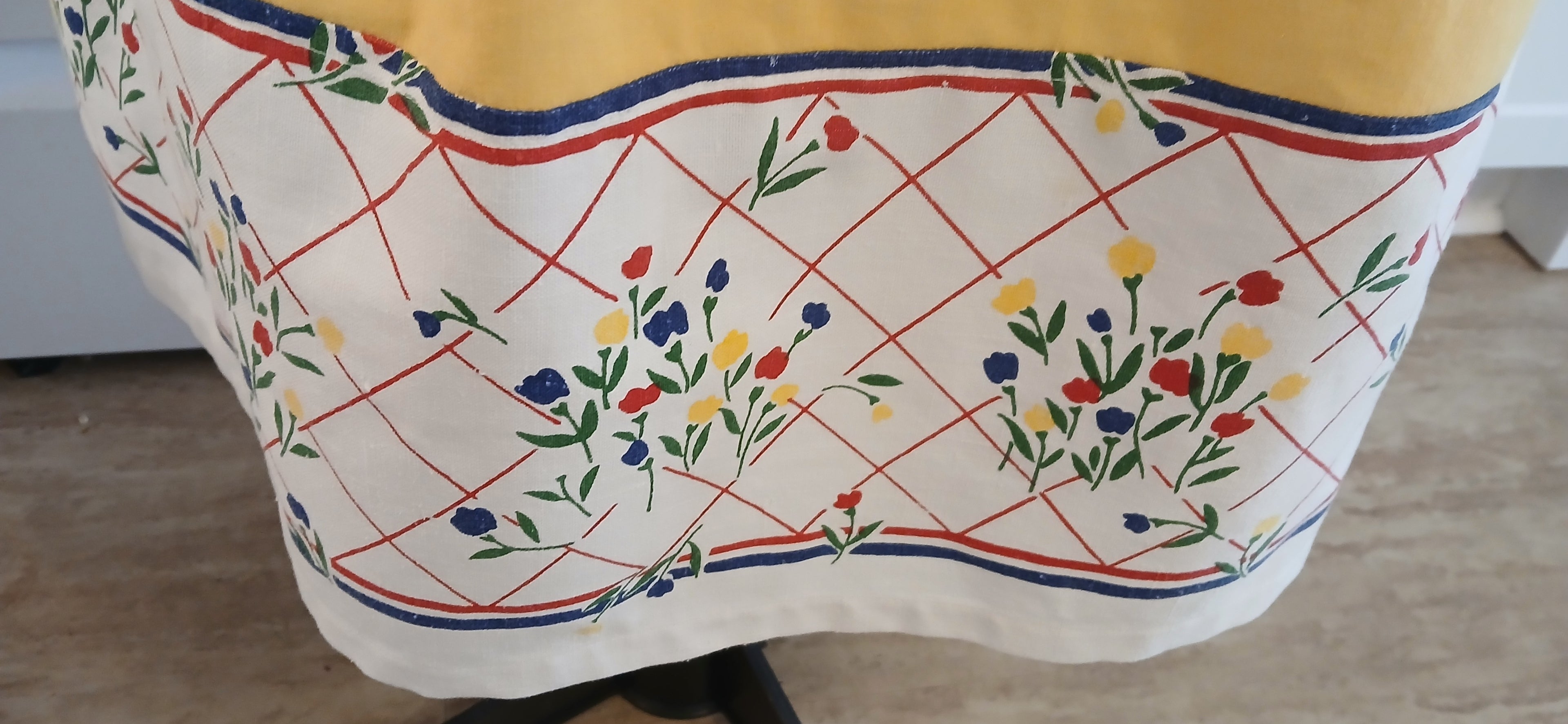 Kitchen Apron of Vintage Fabric, Yellow Half Apron