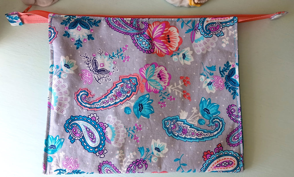 Fabric Makeup Bag with 3 Pouches & Zipper, Floral 100% Cotton