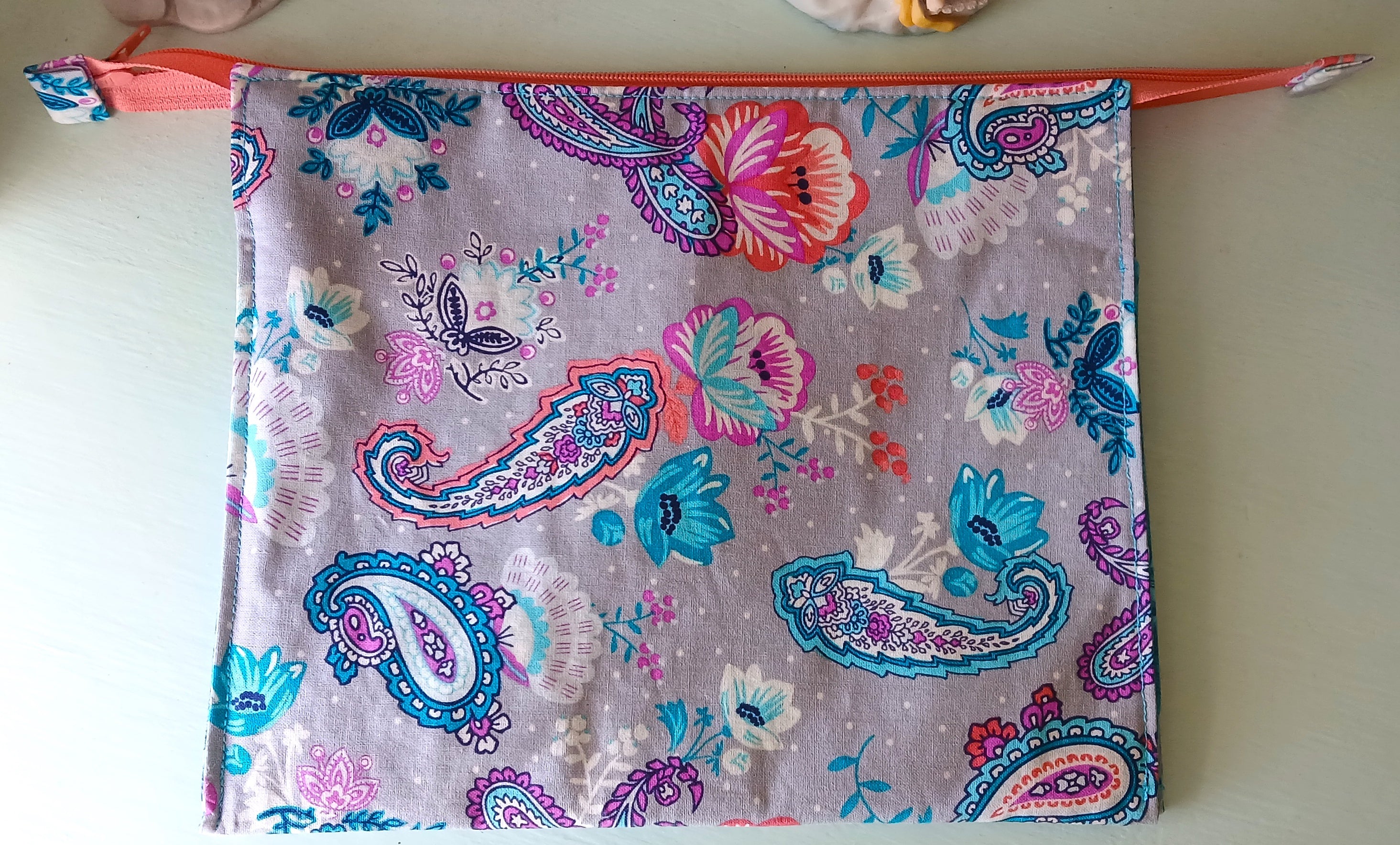 Fabric Makeup Bag with 3 Pouches & Zipper, Floral 100% Cotton