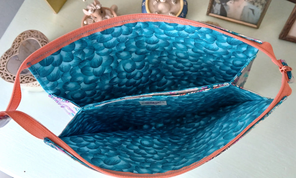 Fabric Makeup Bag with 3 Pouches & Zipper, Floral 100% Cotton