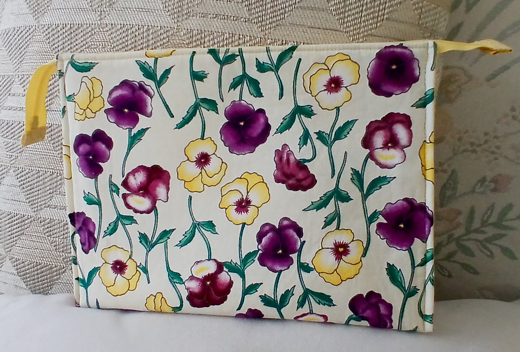 Fabric Makeup Bag with 3 Pouches & Zipper, Floral 100% Cotton