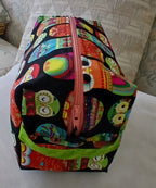 Boxy Makeup Bag with Zipper & Handle, 100% Cotton Prints