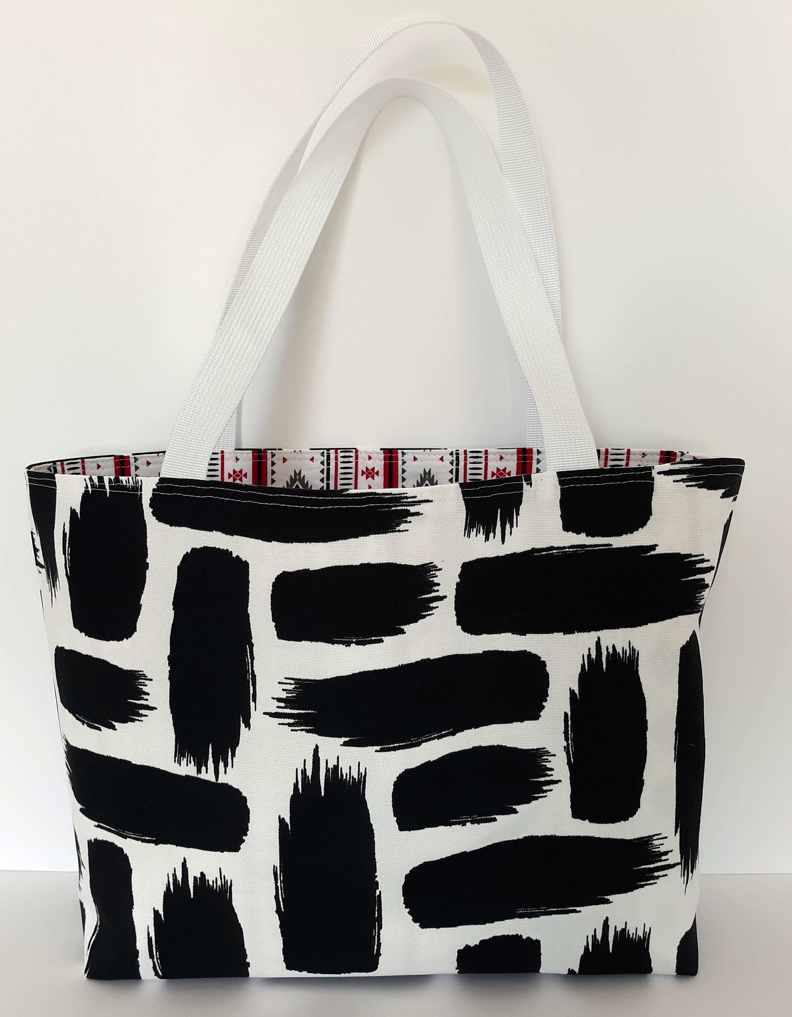 Black & White Tote Bag, Waterproof Outdoor Fabric