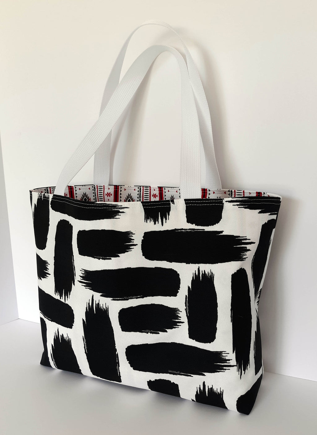 Black & White Tote Bag, Waterproof Outdoor Fabric