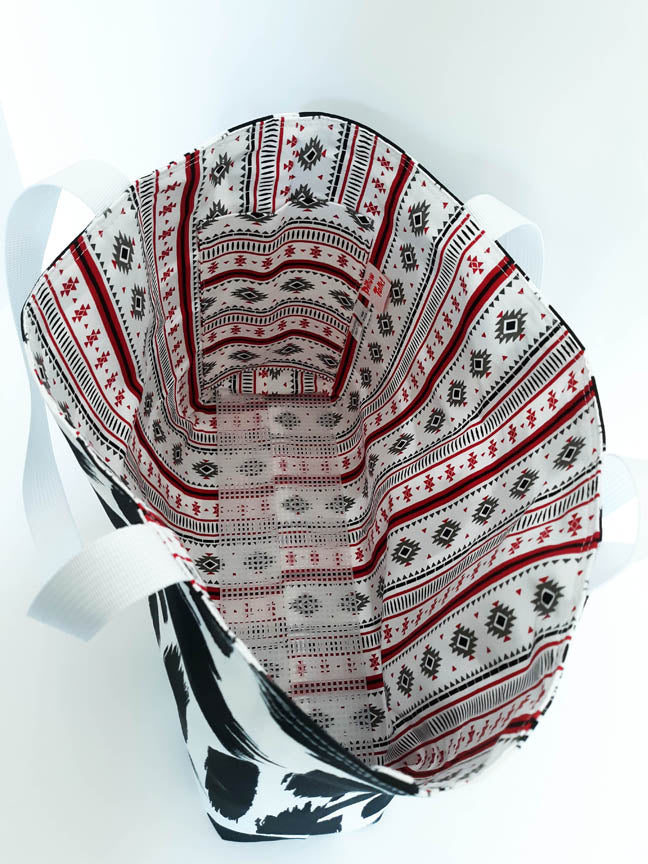 Black & White Tote Bag, Waterproof Outdoor Fabric