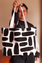 Black & White Tote Bag, Waterproof Outdoor Fabric