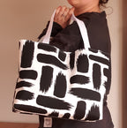 Black & White Tote Bag, Waterproof Outdoor Fabric