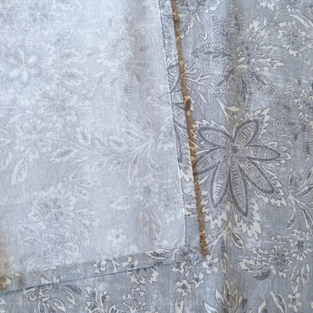 Batik Print Table Runner, Blue Gray 100% Cotton