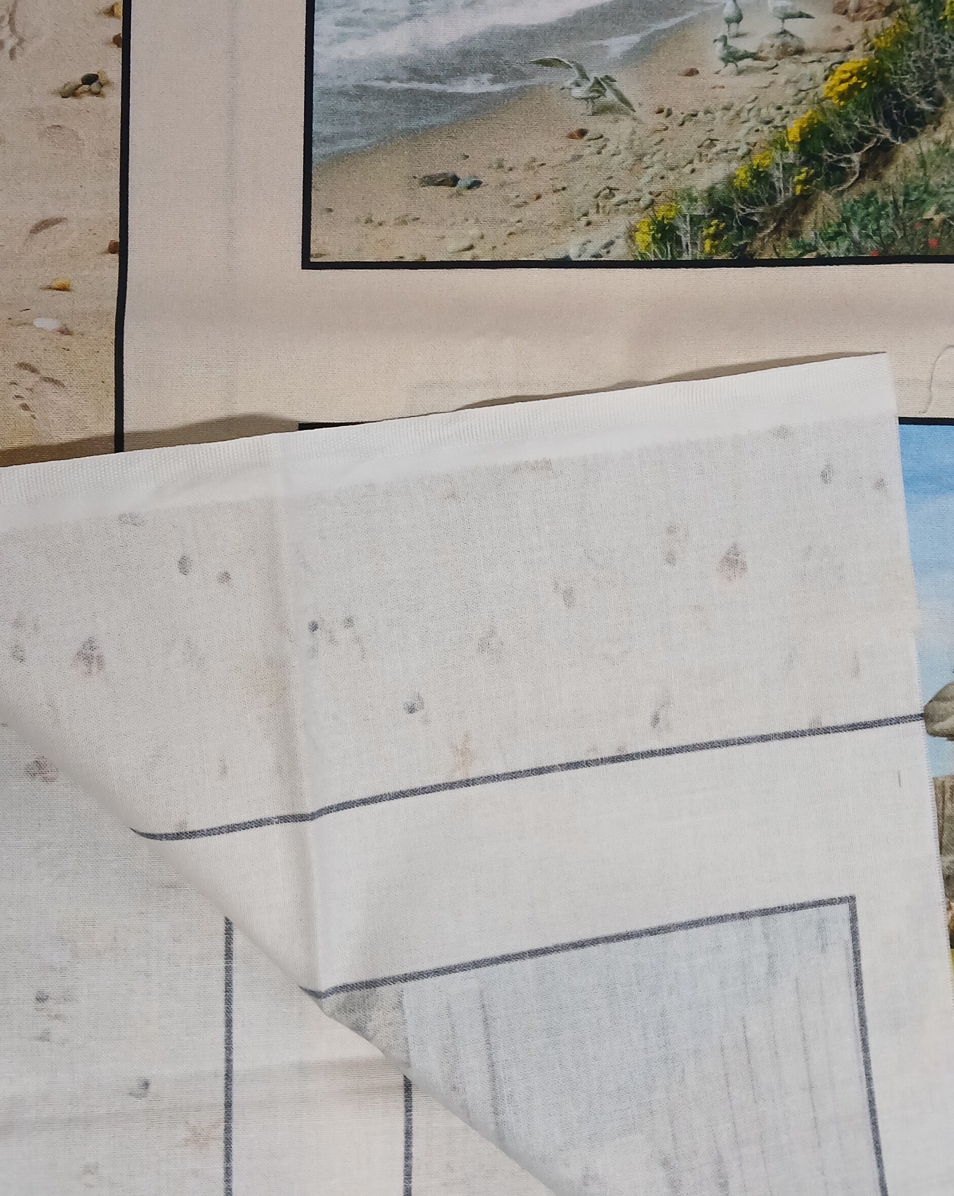 Quilt Panel, Alan Giana for Elizabeths Studio "Sand", 100% Cotton Beach Theme